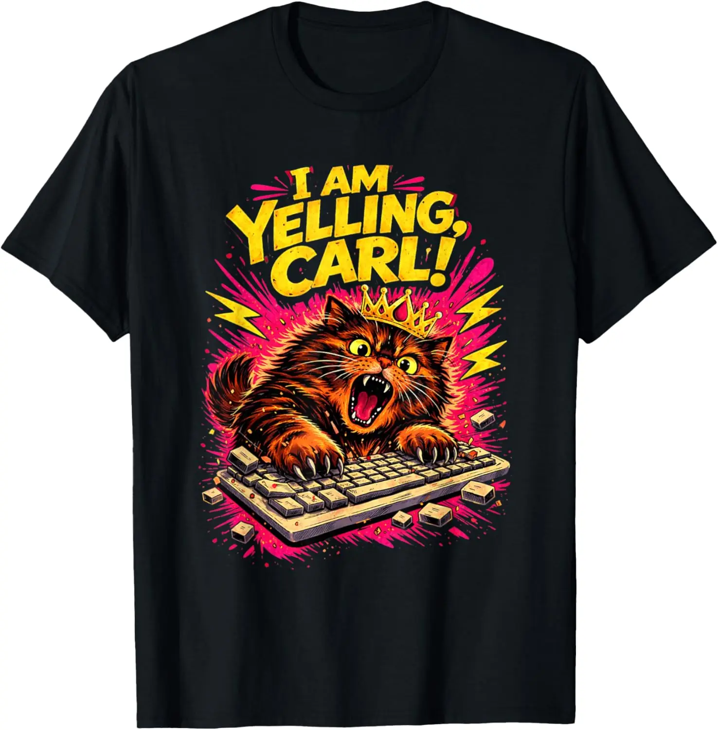 Funny I Am Yelling Carl Donut Cat Meme T-Shirt 100% Cotton Trendy Y2K Short-Sleeve Tee-Soft, Quick-Drying, Moisture-Wicking;
