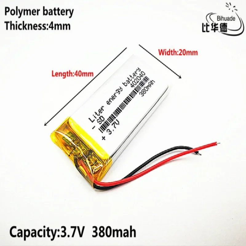 Liter energy battery Good Qulity 3.7V,380mAH,402040 Polymer lithium ion / Li-ion battery for TOY,POWER BANK,GPS,mp3,mp4