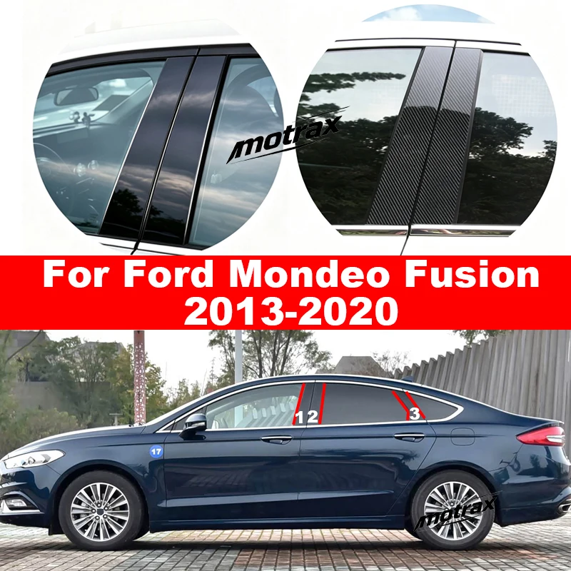 Car Glossy Black Window Door Column B C Pillar Post Cover Trim for Ford Mondeo Fusion 2013-2020 Decoration Stickers