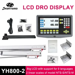 YH800-2 2 Axis LCD DRO Digital Readout Display 19 Language AC90-260V And 2 Pieces 50-1000mm Linear Scale Encoder Grating Ruler
