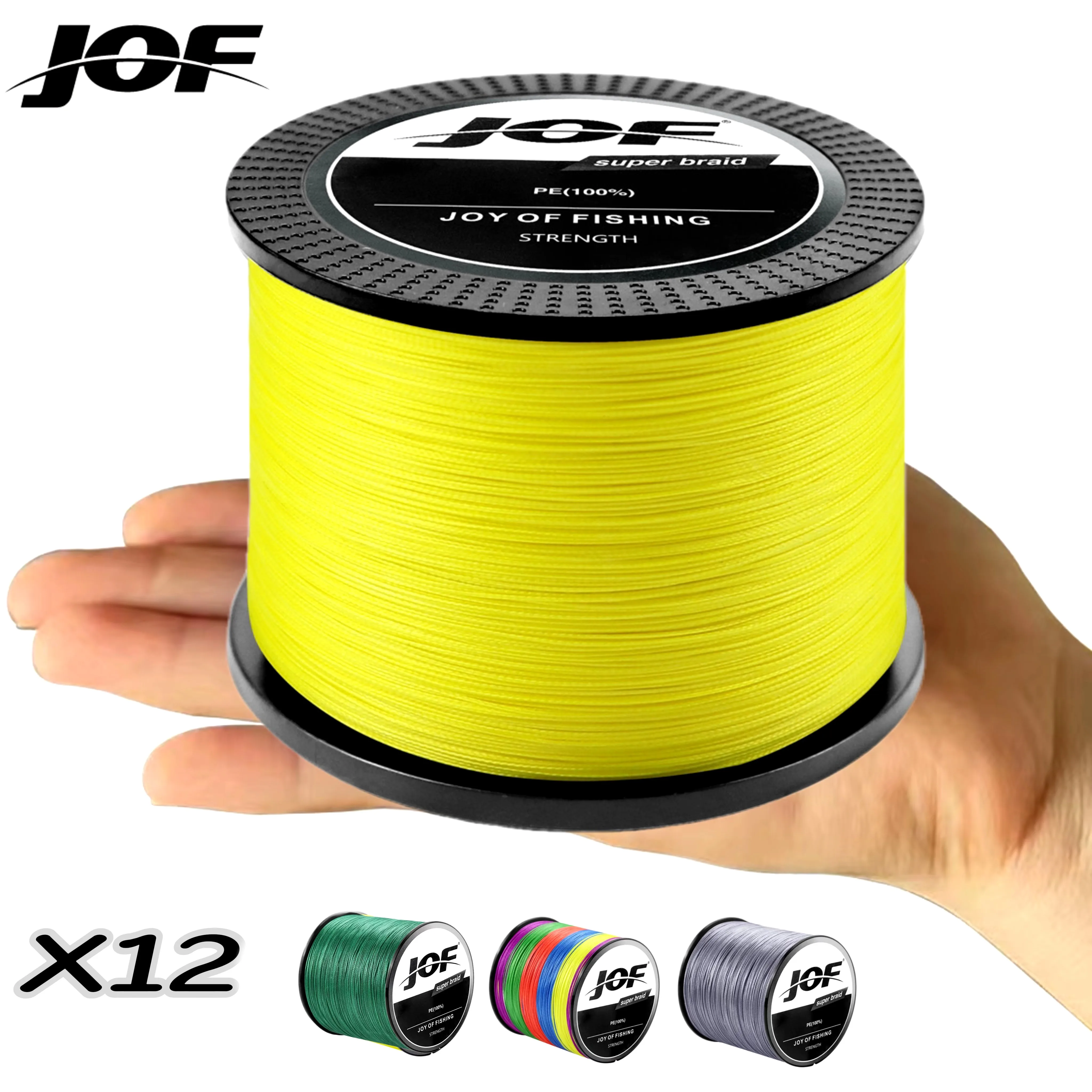 

JOF X12 Braided Fishing Line 300M/500M/1000M 33-149.9lb Multifilament PE Wire Spinning Casting Carp Bass Fishing Tackle Line