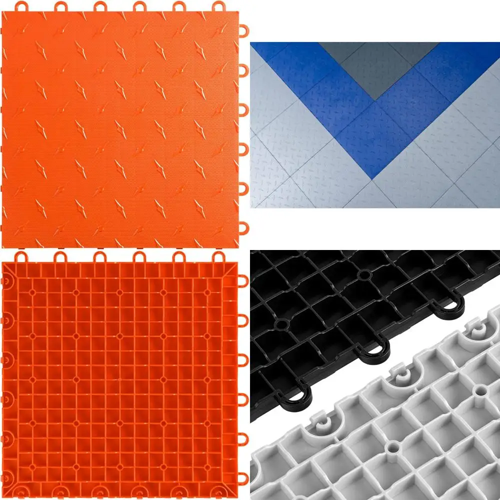 

Orange 12-Inch Interlocking Garage Floor Tiles, 50 Pieces Set, Durable and Easy to Install