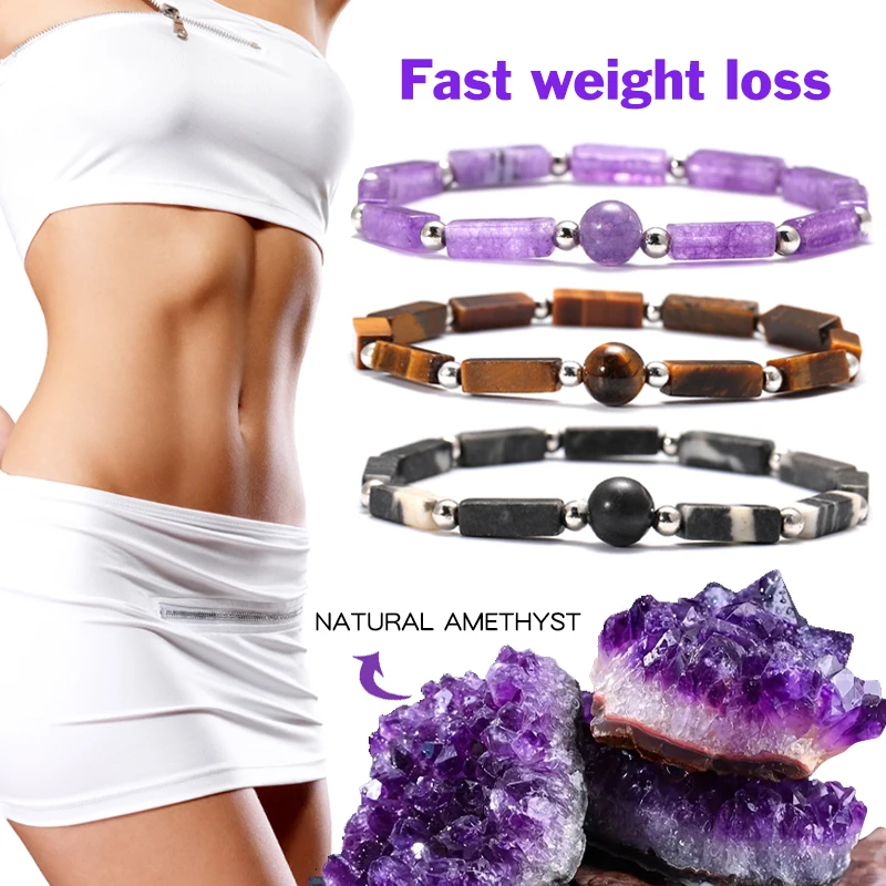 Fashion Body-Purifying Amethyst Bracelet for Weight Loss, Yoga, and Meditation - Healing Stone Jewelry for Women and Men