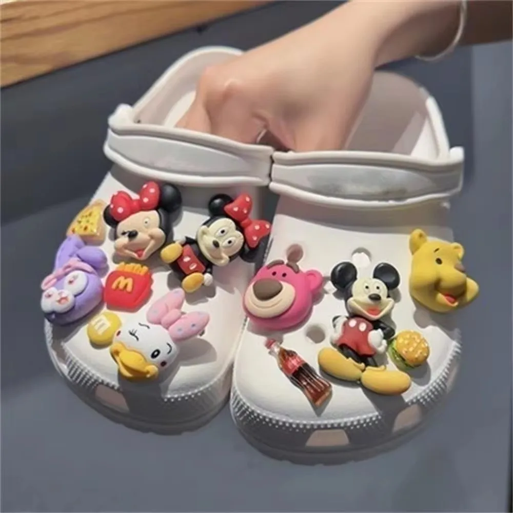 New Charms MINISO Disney Cartoon Doll Donald Duck Mickey Minnie Resin 3D Shoe Accessories DIY Clogs Sandals Decorative Buckle