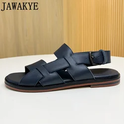 Designer New Leather Sandals Male Open Toe Cross Weaving Beach Shoes Summer Casual Sandals for Men