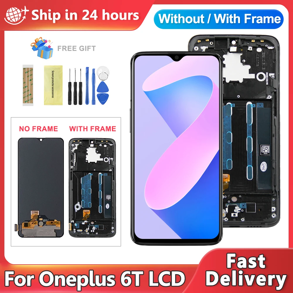 6.41'' New AMOLED For oneplus 6T A6010 A6013 LCD Display Touch Screen Digitizer Assembly For 1+6T Display Screen Replacement