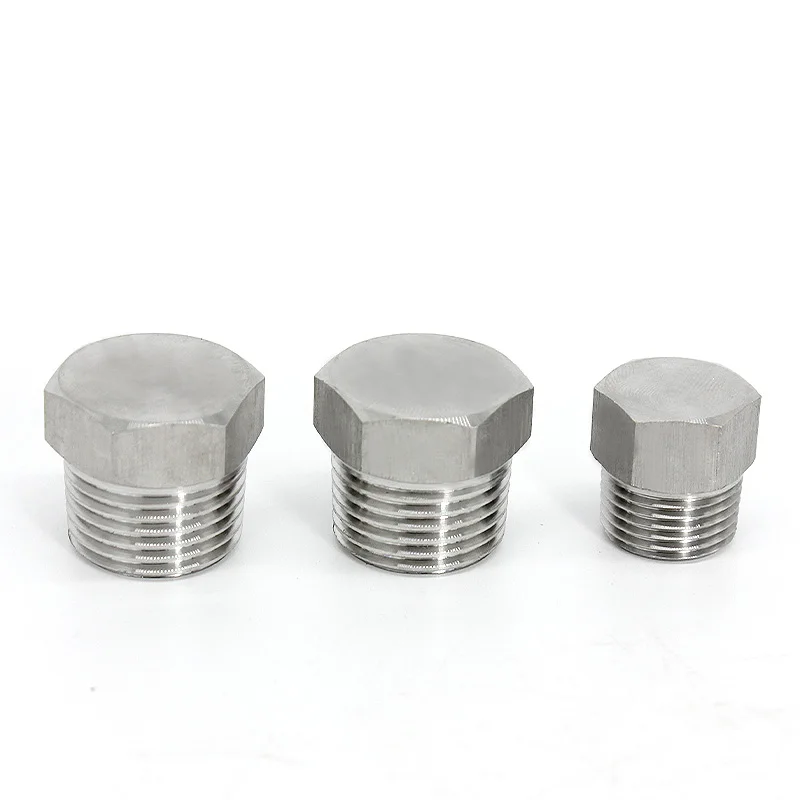 NPT BSPT-rosca macho de 1/8 \'\'-2\'\', tapa hexagonal de acero inoxidable 304, tapón exterior sólido, accesorio de tubería de agua y aceite