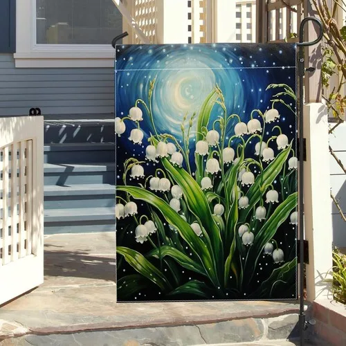 Spring Lily of the Valley Garden Flag Starry Sky Oil Paint Floral, 12x18Inch XXQ