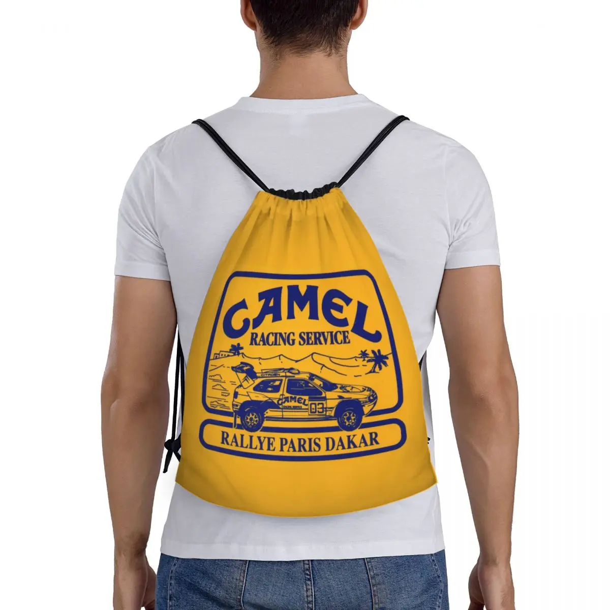 Camel Racing Service zaino con coulisse borsa da palestra sportiva per uomo donna Training Sackpack