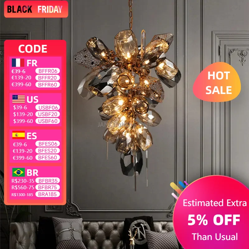 Moderne luxe led roestvrijstalen ophanging kristallen lampen woonkamer slaapkamer gangpad hanger kroonluchter binnenverlichting gratis lamp