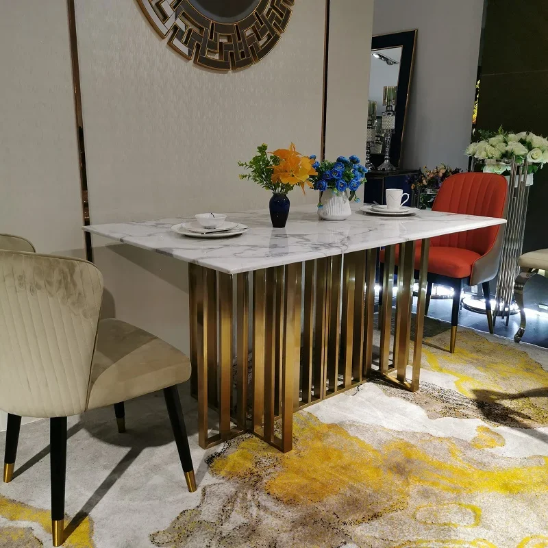 Modern Luxury Factory Direct Cheap Home Furniture Dining Room Marble Top Square 6 8 Dinning Table Restaurant Dining Tables Set