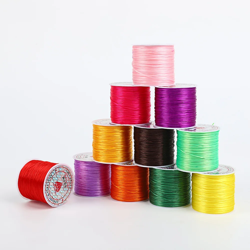 

Multi-color 0.8mm Flat Elastic Thread, DIY Crystal Bodhi Beading Cord, Jewelry Braiding String for Handmade Crafts