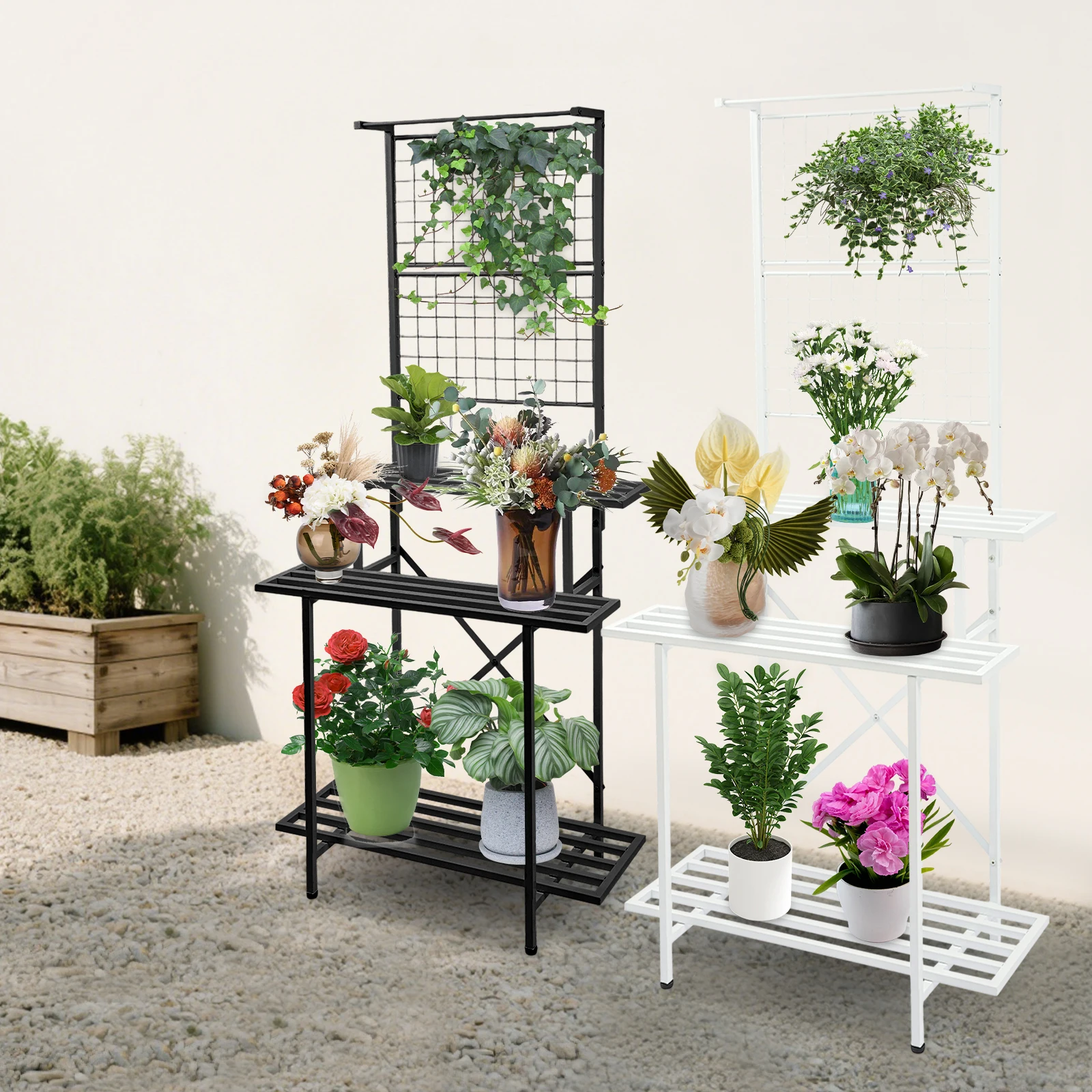 

White/Black Plant Stand for Home, Garden, Balcony, Hanging Plant Stand, Multi-tier Plant Stand 90*46*200cm