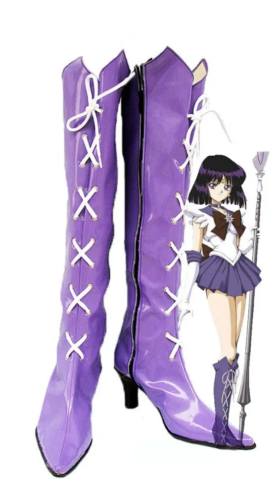 

Sailor Saturn Hotaru Tomoe Cosplay Boots Purple High Heel Shoes Custom Made Any Size