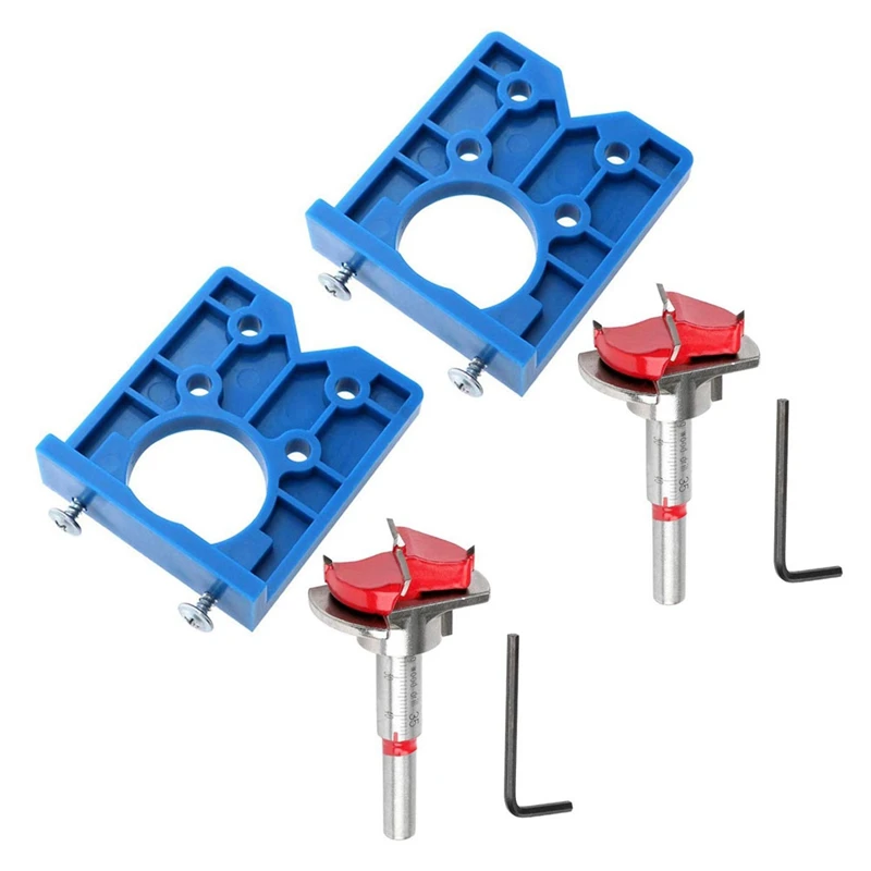 2X Concealed Hinge Jig Forstner Bit Sets-35Mm Hinge Hole Cutter For Cabinet Hinges And Mounting Plates