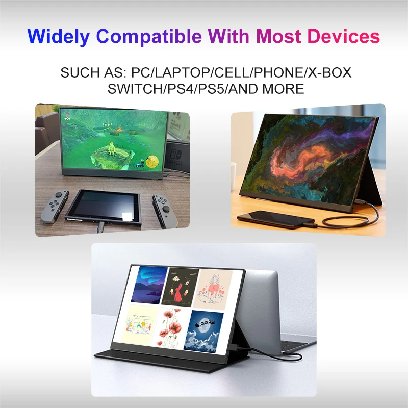 LANLIPU Monitor Portabel 16 Inci Layar Sentuh Monitor Komputer Sekunder IPS 1200P untuk PC/Ponsel Xbox Switch PS4/PS5 Laptop