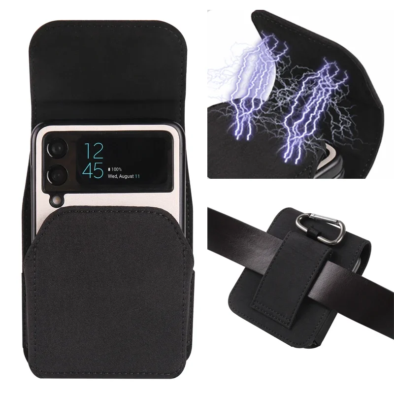 Bolsa de telefone para samsung z flip 7 moto razr 60 ultra náilon pano coldre cinto clipe coldre cintura saco capa para huawei p50bolso