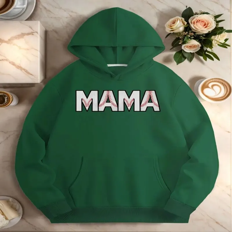 

Осень-зима женский свитшот больших размеров женская одежда оверсайз мама бейсбол буквы искусство с длинным рукавом круглый вырез удобный топ