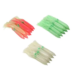 10Pcs Squid Lure 30cm Silicone Lifelike Luminous Squid Skirt Fishing Bait with Hook