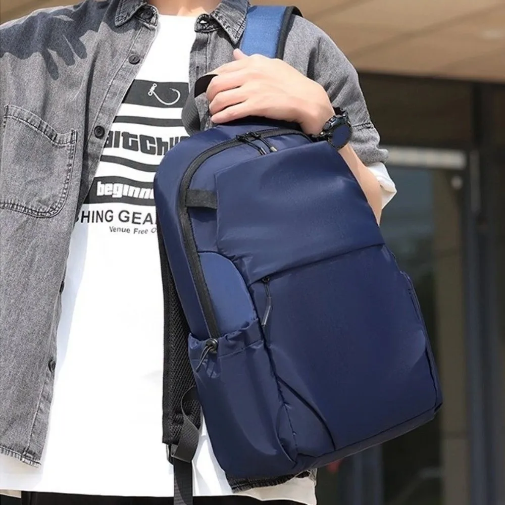 

Portable Men Backpack Solid Color Large Capacity Student Backpack Lightweight Laptop Bag Oxford Cloth Backpack Student Daily