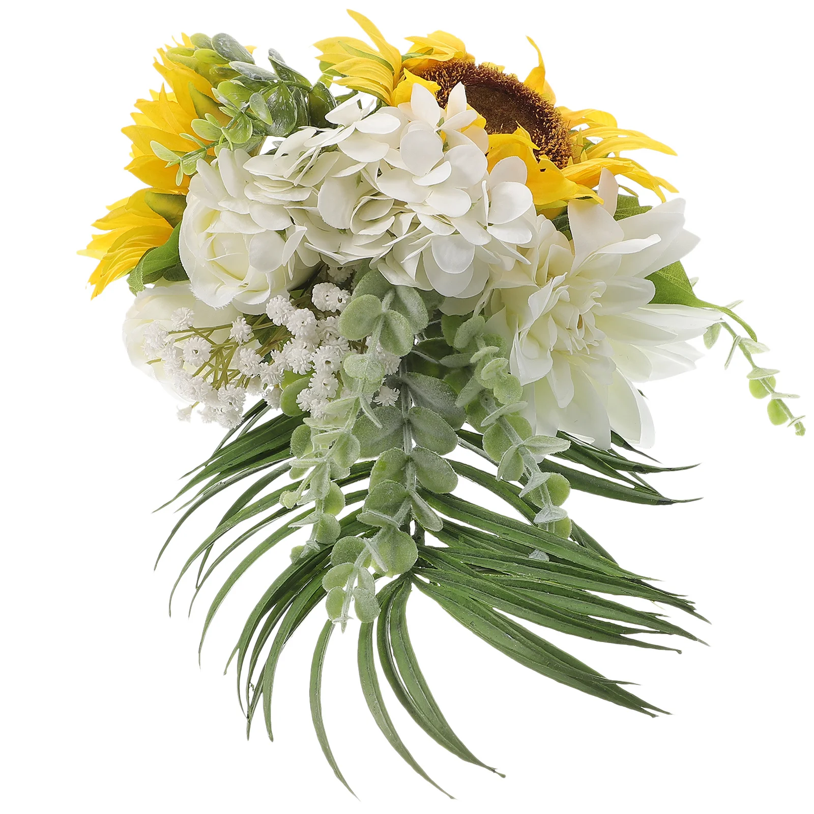 زهور عباد الشمس الاصطناعية تشكيلة زهور صناعية واقعية لباقة الزفاف العروس تحمل الزهور شريط المنزل المزخرف