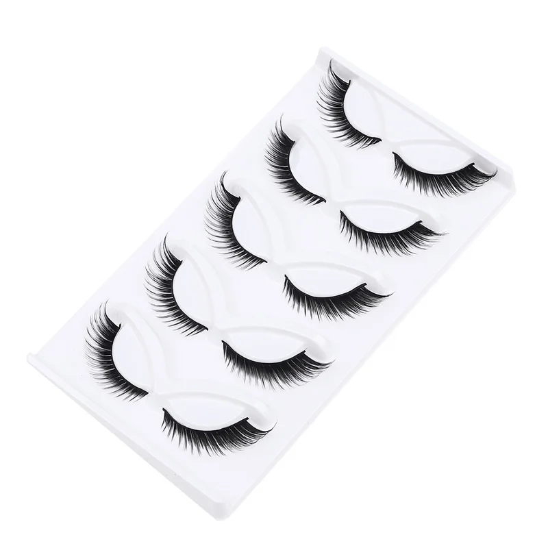 Faux Mink Eye Lashes, Cílios Alongados do Olho Final Alado, Falso Fox Eye Lashes, Cílios de Maquiagem Longa Natural Suave, 5 Pares