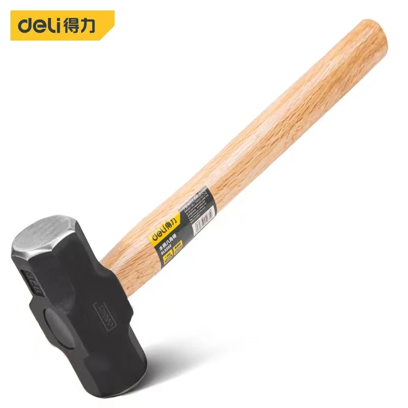 deli octagonal hammer Wooden handle Big hammer wall hammer carpenters install hand hammer 3 lb DL5203