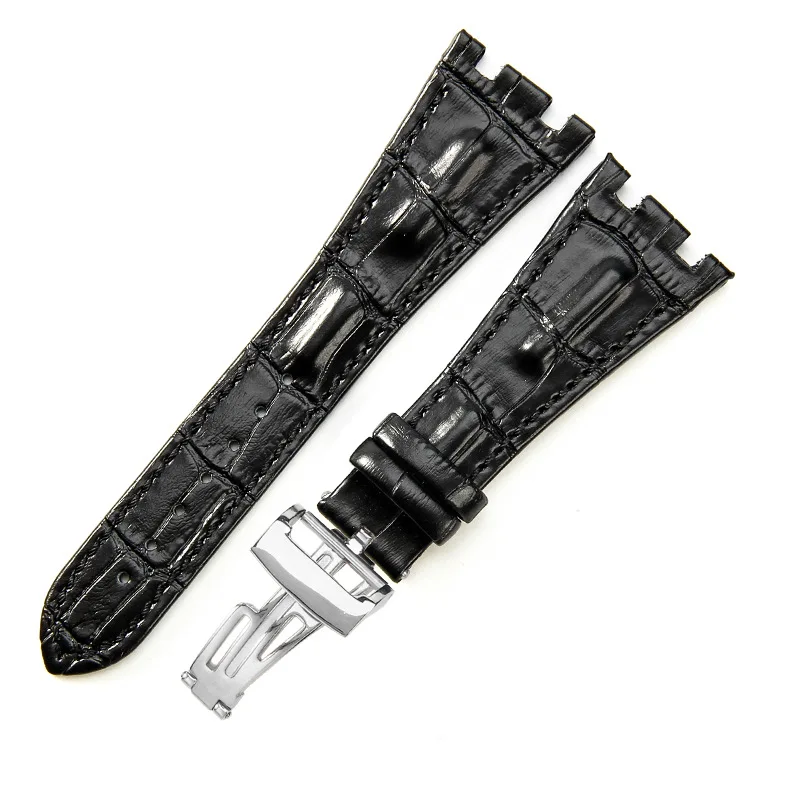 Top layer Genuine Leather watch Strap for AP Audemars 15400 15703 Royal Oak Offshore Series Male 28mm Black Brown Watch Band