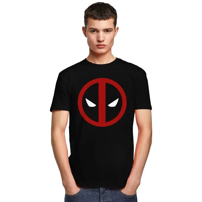 Custom Superhero Tshirt for Men Short Sleeve Casual T Shirt Cool Deadpool Sympol T-shirt Slim Fit 100% Cotton Tee Gift