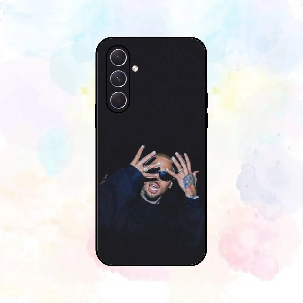 C-Chris Brown 11 Funda de teléfono para Samsung Galaxy A73,A72,A71,A70,A53,A52,A51,Otros Carcasa negra suave