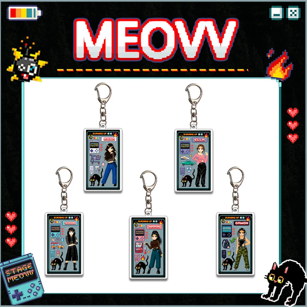 KPOP MEOVV جديد عودة صور المفاتيح SOOIN GAWON آنا نارين إيلا الاكريليك كيرينغ قلادة شكل مربع حقيبة اكسسوارات المشجعين هدية #1