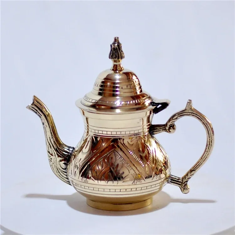 Little Teapot Can Be Random Combination Teacup Xinjiang Ethnic Style Golden Pure Brass Coffee Suit Brass Pot