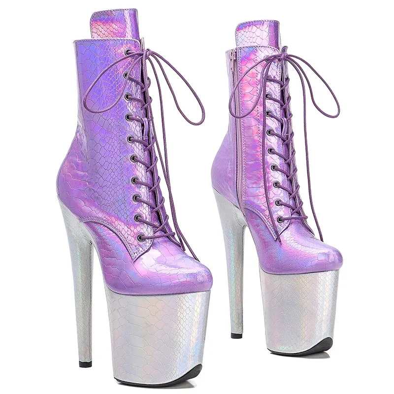 

New 20CM/8inches PU Upper Modern Sexy Nightclub Pole Dance Shoes High Heel Platform Round Toe Women's Ankle Boots 320