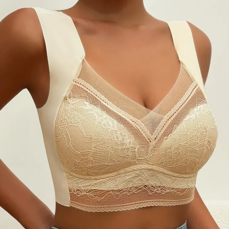 Women Lace Wireless Bras For Womens Sport Lingerie Top Female Lace Bra Underwire Plus Size Brassiere Perspective Sexy L-5XL Bras