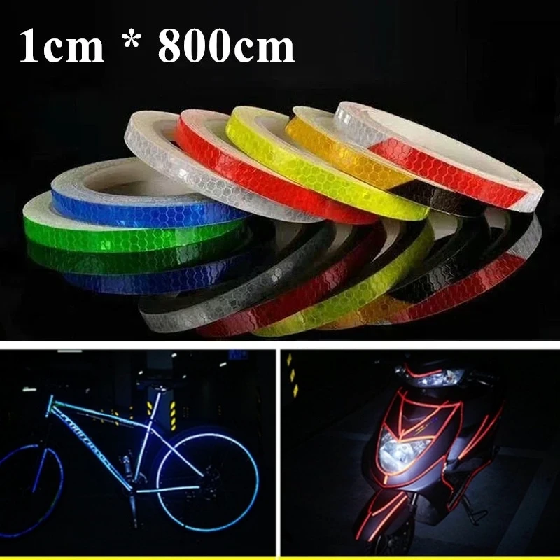 

Motorcycle sticker Reflective stickers for bicycle, fluorescent reflective tape cycling adhesive tape safety decoration 1cmX8m
