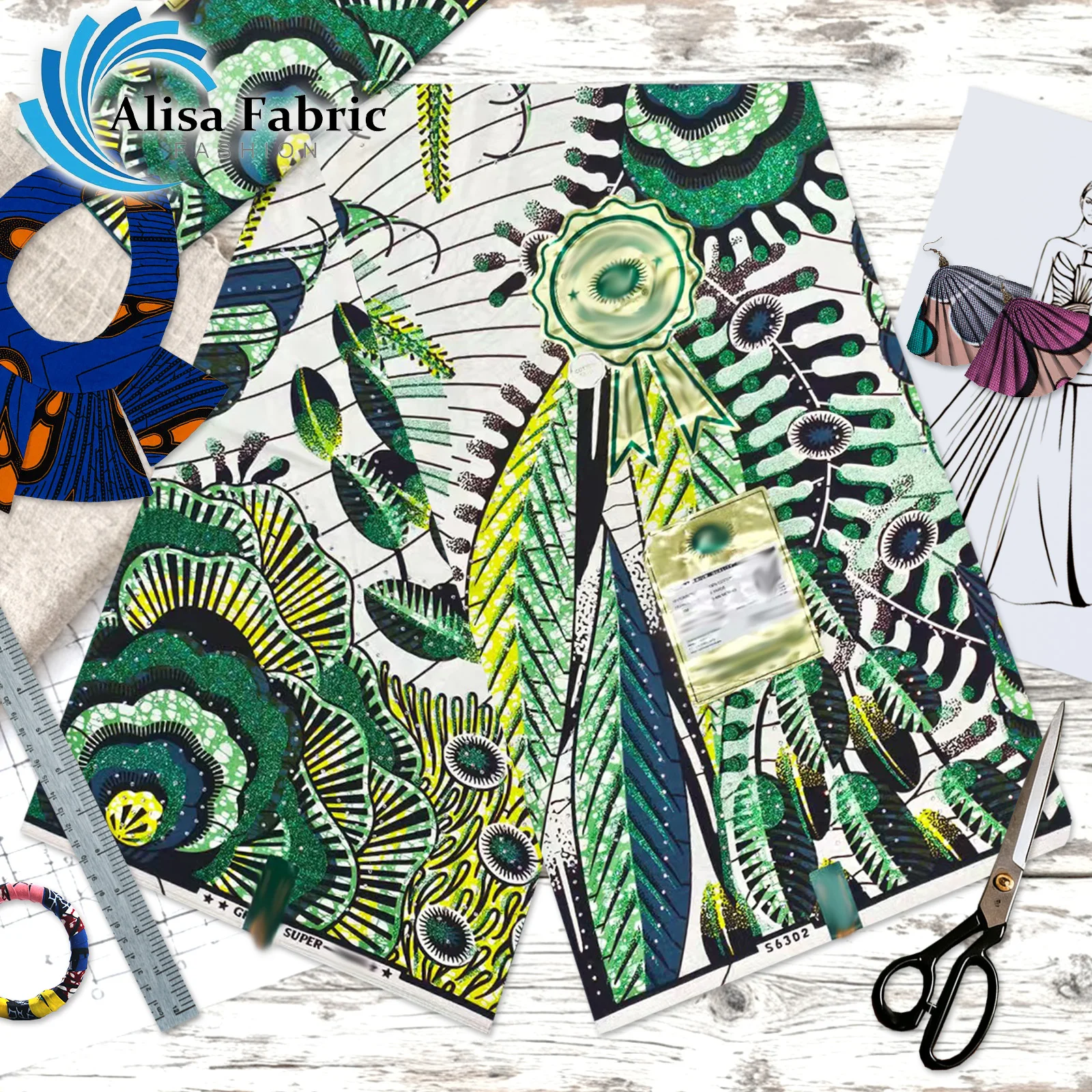 

Latest 2025 grand super hot drilling African fabric wax with stones 6 yards Dutch 100% cotton couture for Christmas dress