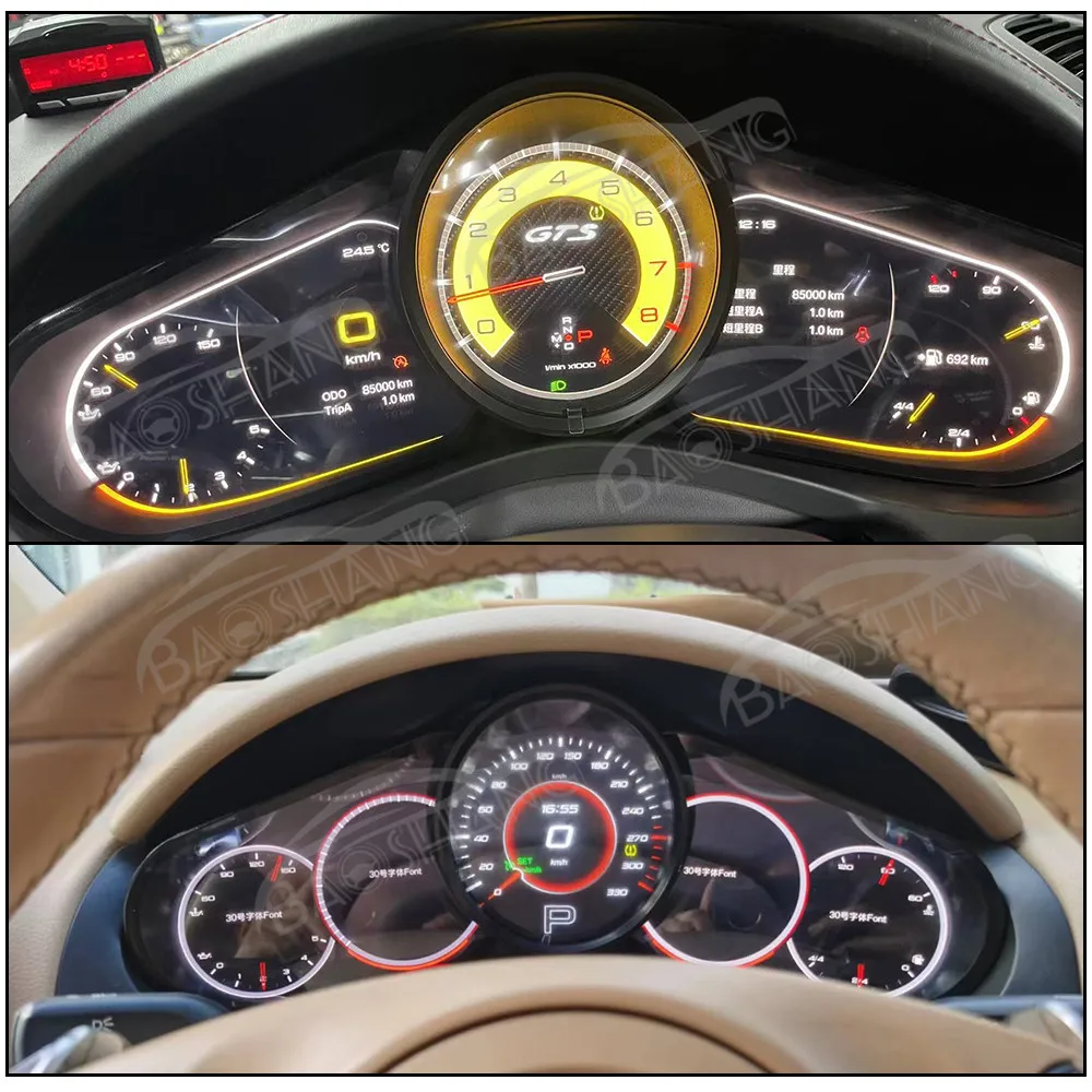 12.3'' Linux Digital Cluster for Cayenne 2010-2016 GPS Navi Full LCD Car Dashboard Instrument Panel Speed Meter Player