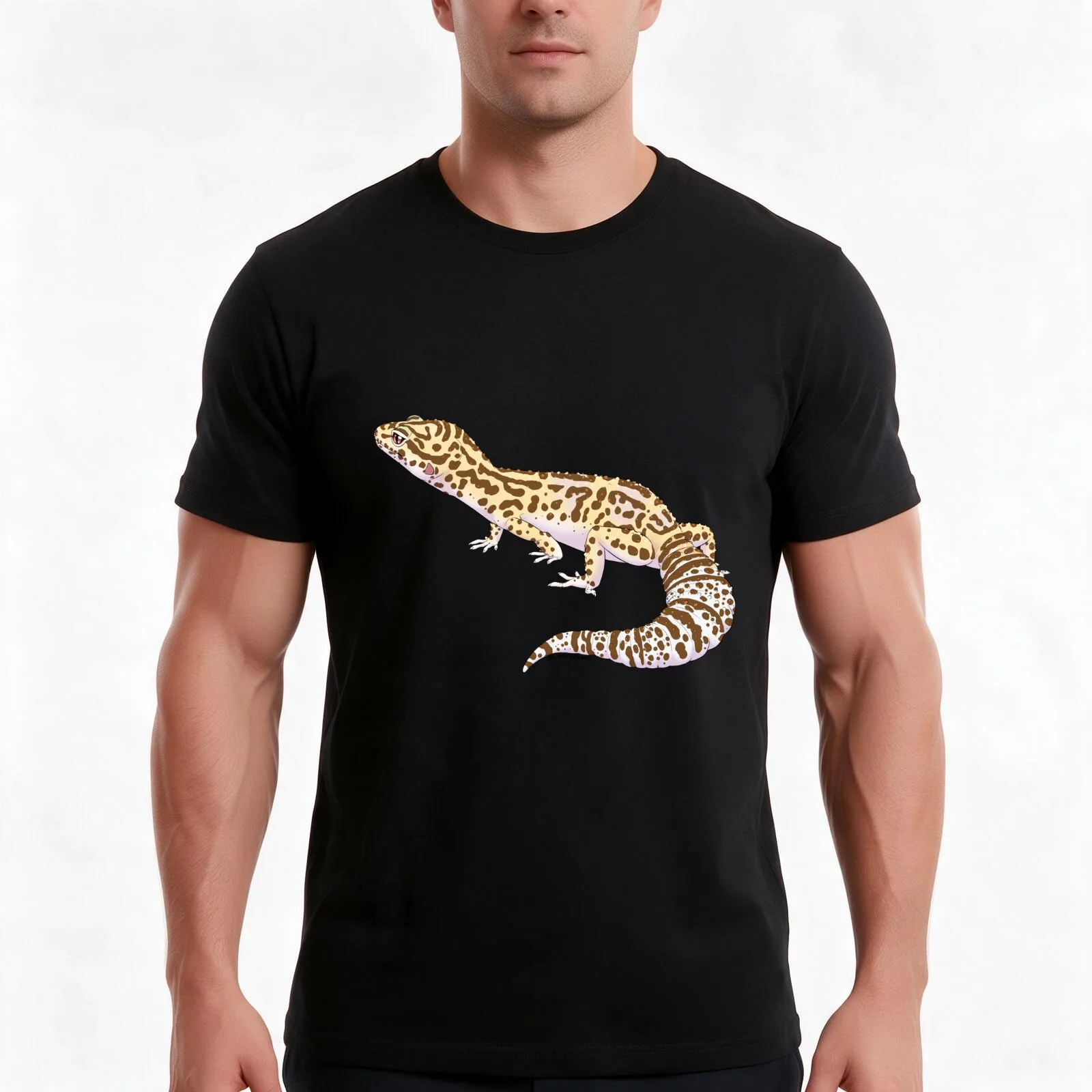 Bell Albino Leopard Gecko T-Shirt, Summer Casual Cotton Tee, Oversized Streetwear Tops, Vintage Graphic Print, Unisex Men Women