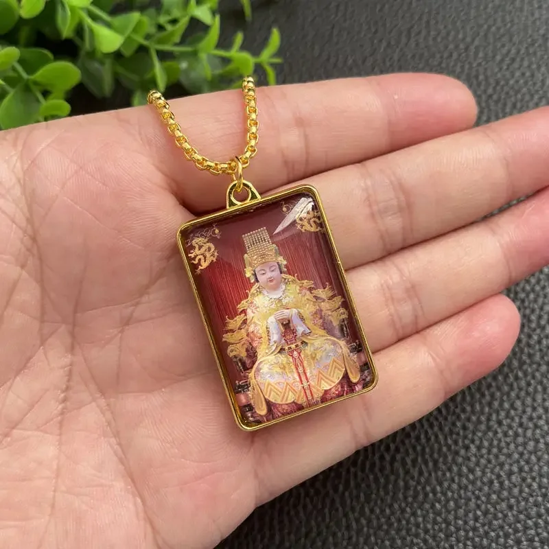 Goddess Matsu of the Sea Mazu Double-Sided Necklace Gold Pendant Men's and Women's Queen Mother Customized Exquisite All-Match