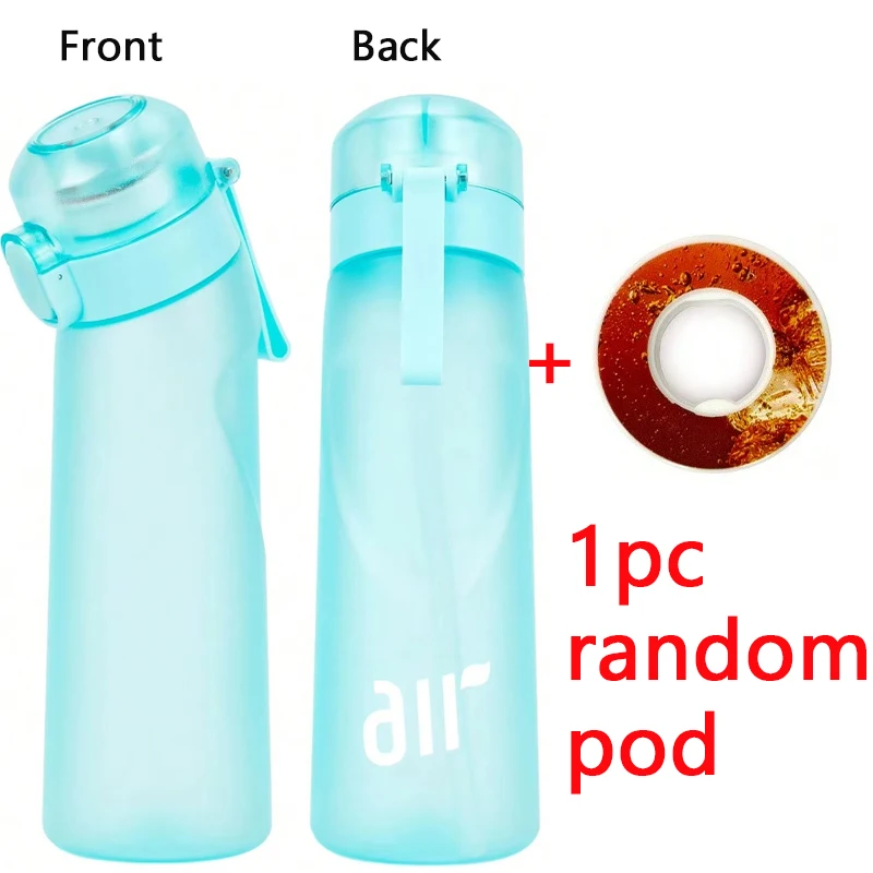 1pc Luft Wasser Flasche Mit 1pc Zufällige Runde Form Geschmack Pod Sport Stroh Kunststoff Tasse Auslaufsicher Outdoor reise Sport Flaschen