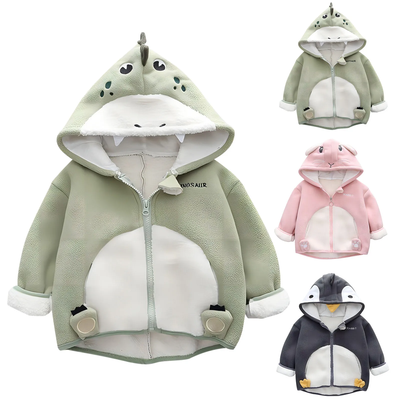 Boys And Girls Winter Cartoon Animal Clothes Baby Winter Winter Cotton Padded Jacket Children Winter Wool Kids Boys Warm Jackets