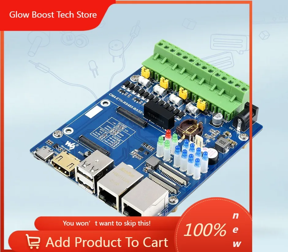 

NYRS485 Base Board (B) for Raspberry Pi Compute Module 4, Gigabit Ethernet, 4CH Isolated RS485