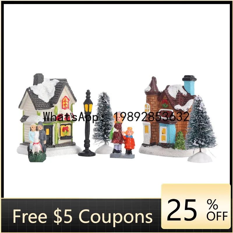 

Z4 Christmas Decorations Gift Gift Glowing House European Resin Ornaments