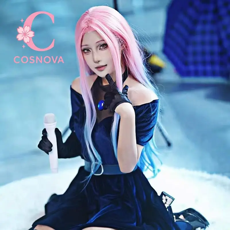 

Alien Stage Mizi Cosplay Costume Elegant Dark Blue Dress Anime Performance Outfit Stage Fashion Women
