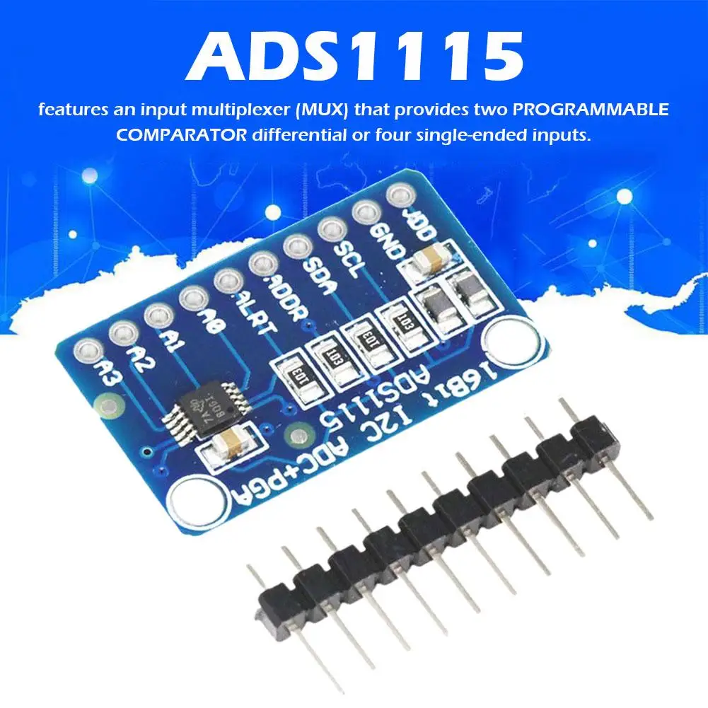 

16 Bit I2c Ads1115 Ads1015 Module Adc 4 Channel With Pro Gain Amplifier 2.0v To 5.5v For Rpi A0f2