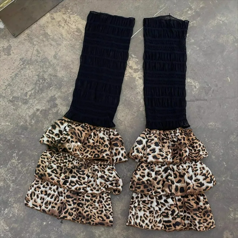 

Пикантные леопардовые гетры для девочек, женские зимние теплые носки в стиле Харадзюку, японские винтажные носки до середины икры, сетчатые носки-ботинки с манжетами