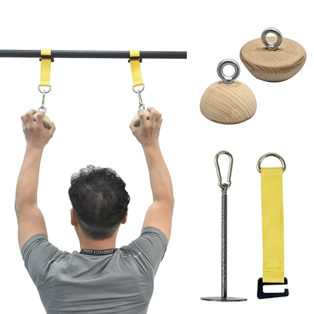 Hemi-sphere Hand Grip Ball Pull Up Training Ball Non Slip Wooden Grip Ball Portable Semi-sphere Finger Trainer Fitness Equipment
