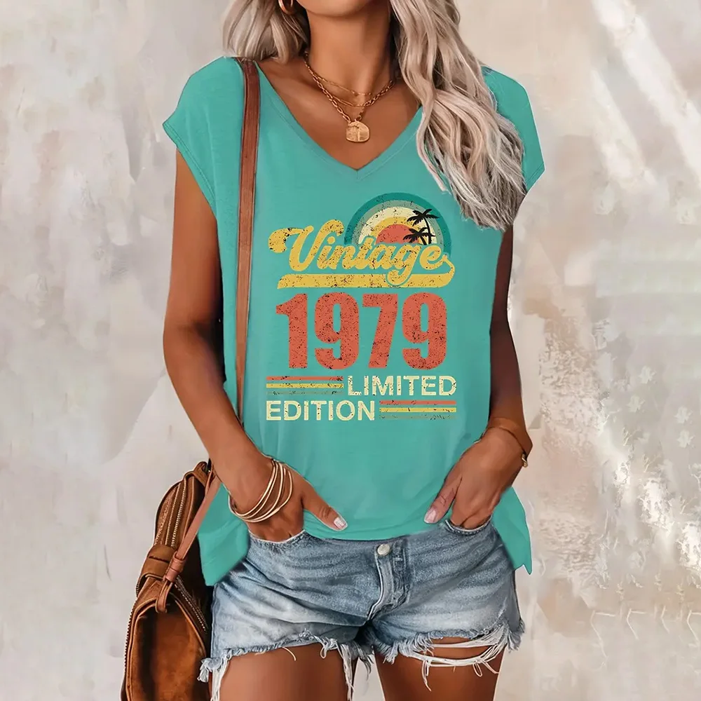 Vintage Mode Damen ärmellose Tanktops atmungsaktive lose lässige T-Shirts & Bluse Sommer Streetwear V-Ausschnitt T-Shirts plus Größe