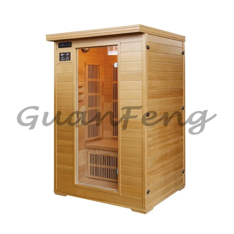Modern 2‑Person Portable Hemlock Sequoia Far Infrared Sauna, Indoor Low EMF Heated Home Spa for Relaxation