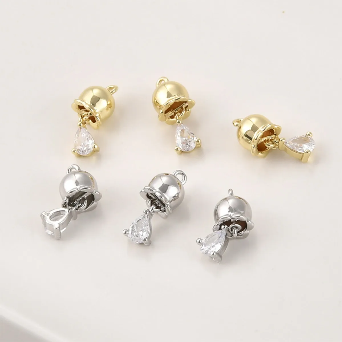 Brass 14K Gold Plated Color‑Retentive Lily of the Valley Teardrop Tassel Pendant DIY Earring Necklace Making Supplies